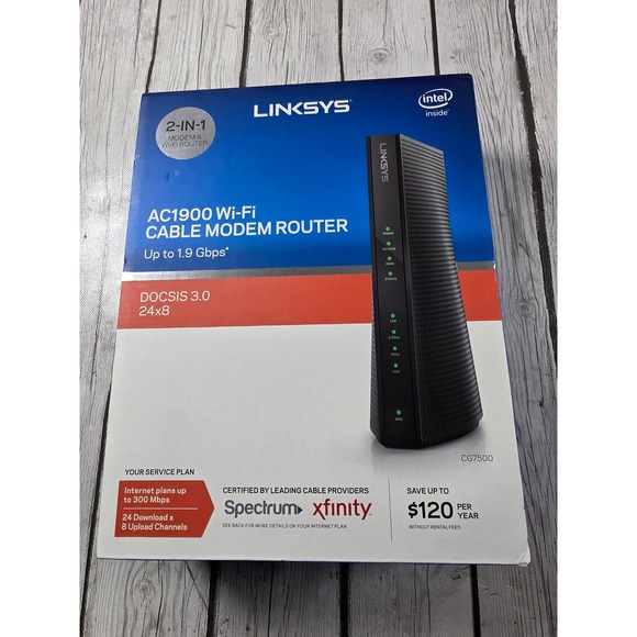 Linksys Other - Linksys CG7500‎ AC1900 Wi-Fi Cable Modem Router DOCSIS 3.0 24x8 Xfinity Spectrum